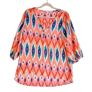 Peach Love California Blouse Southwest Tunic Pullover Women Size Large Pre-owned